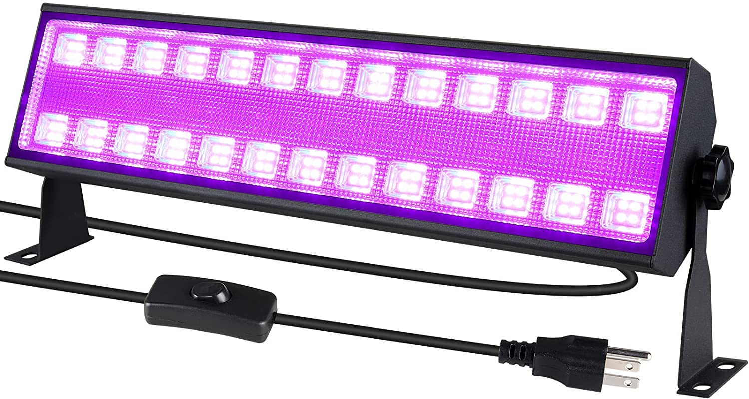 100W 블랙 LED 바 블랙 라이트 RGB UV 벽 세탁기 홍수 빛 104 LED 플러그 + 스위치 + 5 피트 전원 코드 385-400nm 빛에 대 한 빛